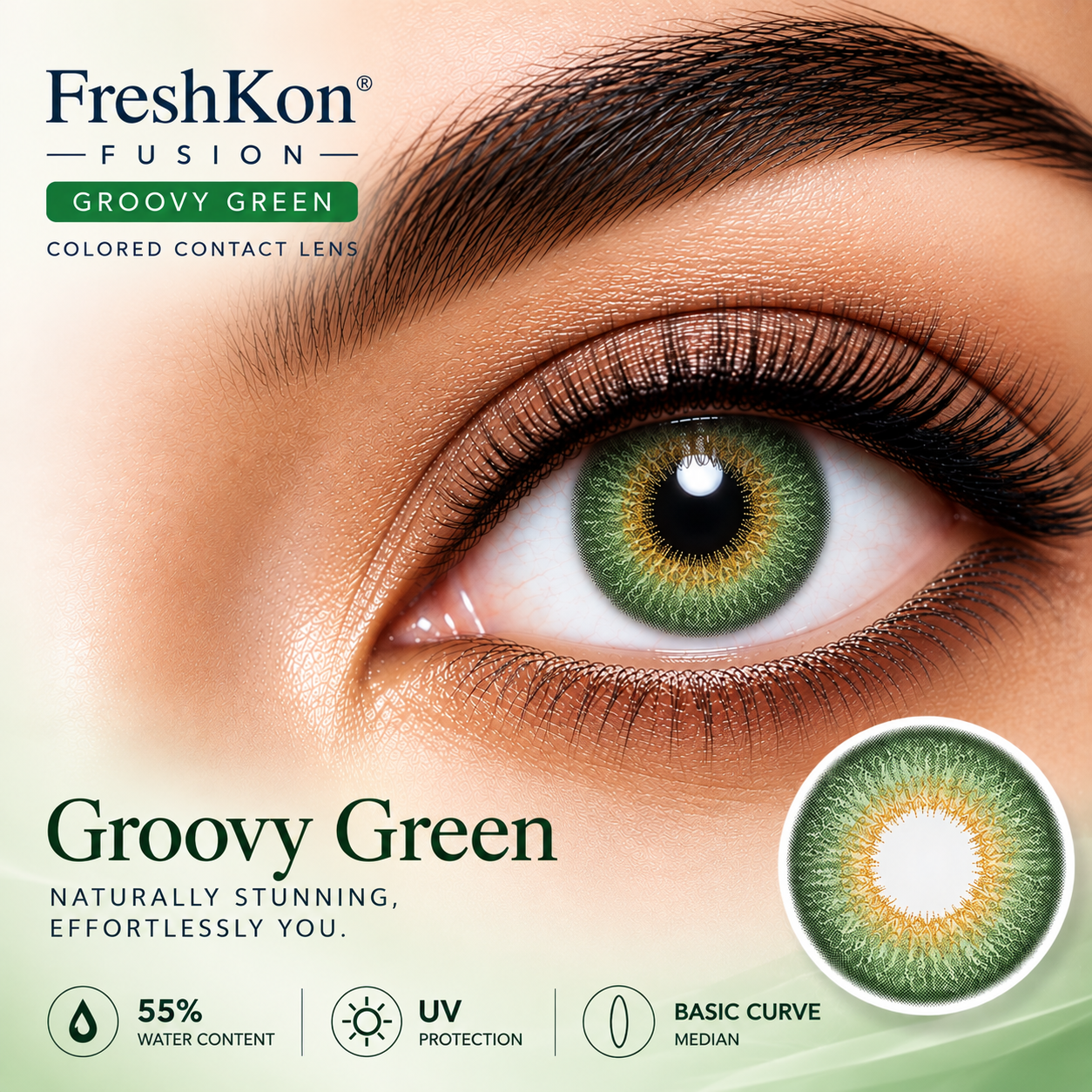FreshKon Fusion Groovy Green Colored Contact Lens FreshKon Fusion Groovy Green Colored Contact Lens - Image 1