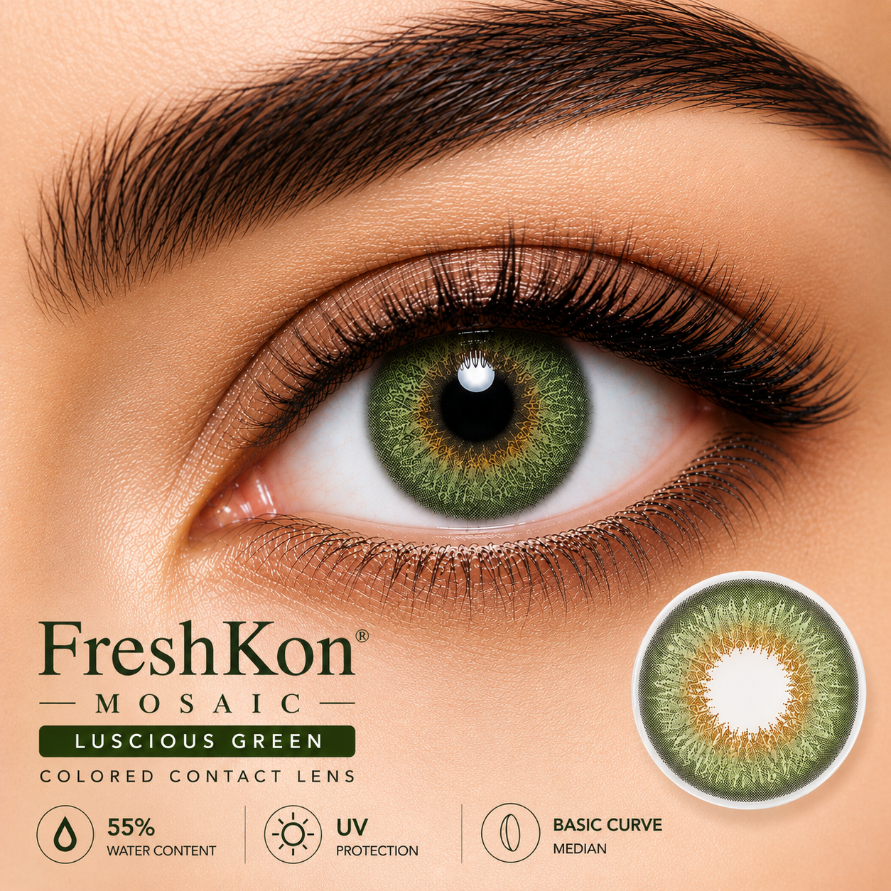 FreshKon Mosaic Luscious Green Colored Contact Lens FreshKon Mosaic Luscious Green Colored Contact Lens - Image 1