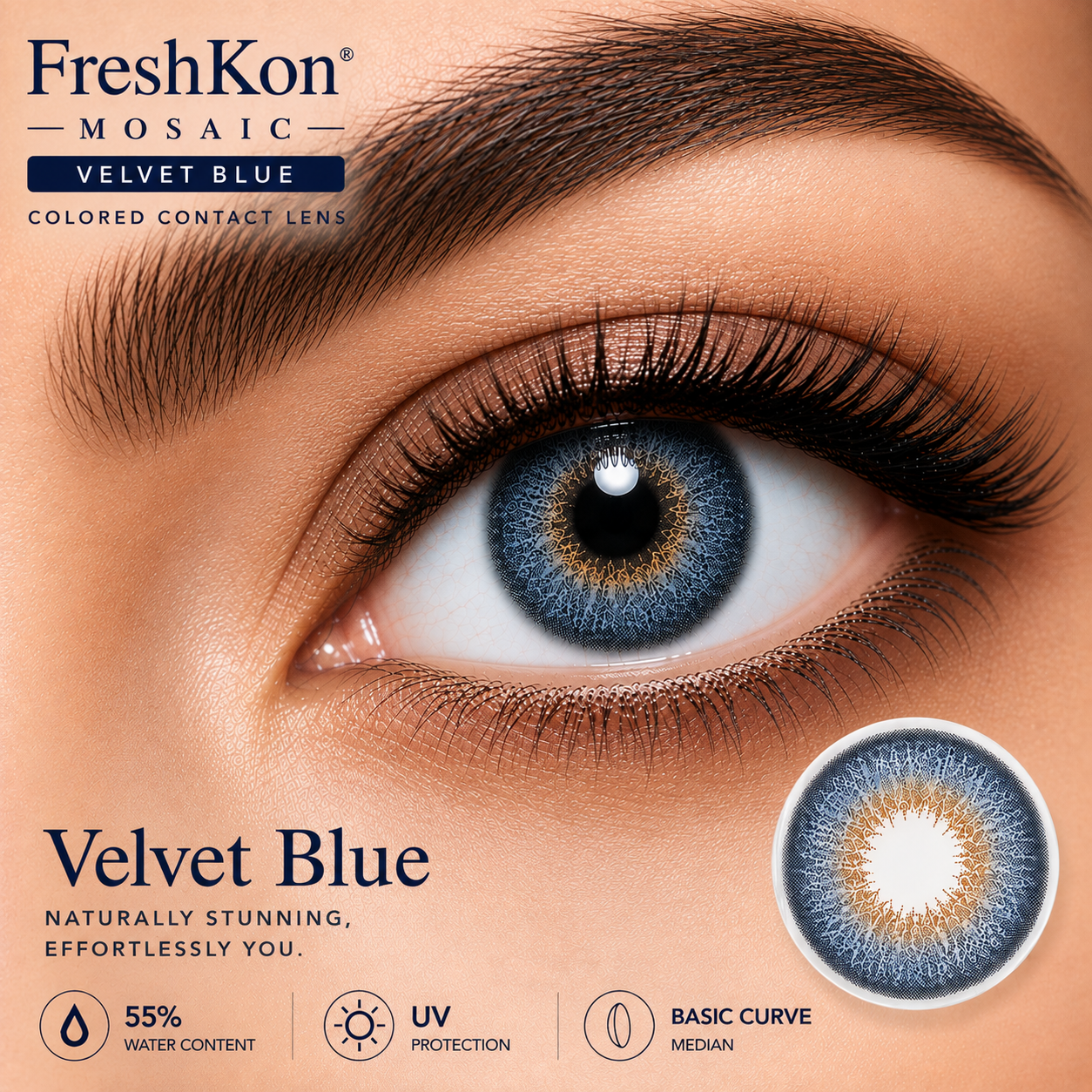 FreshKon Mosaic Velvet Blue Colored Contact Lens FreshKon Mosaic Velvet Blue Colored Contact Lens - Image 1