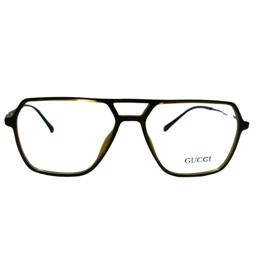 1 Double-Bridge Olive Green Eyeglasses Frame - Image 1