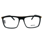 Black Rectangular Eyeglasses with Gold Top Bar