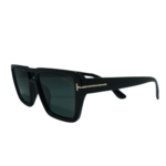 Square Black Sunglasses with Green Lenses - Image 2