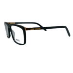Black Rectangular Eyeglasses with Gold Top Bar - Image 2