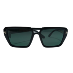 Square Black Sunglasses with Green Lenses