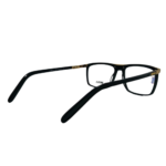 Black Rectangular Eyeglasses with Gold Top Bar - Image 3