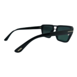 Square Black Sunglasses with Green Lenses - Image 3