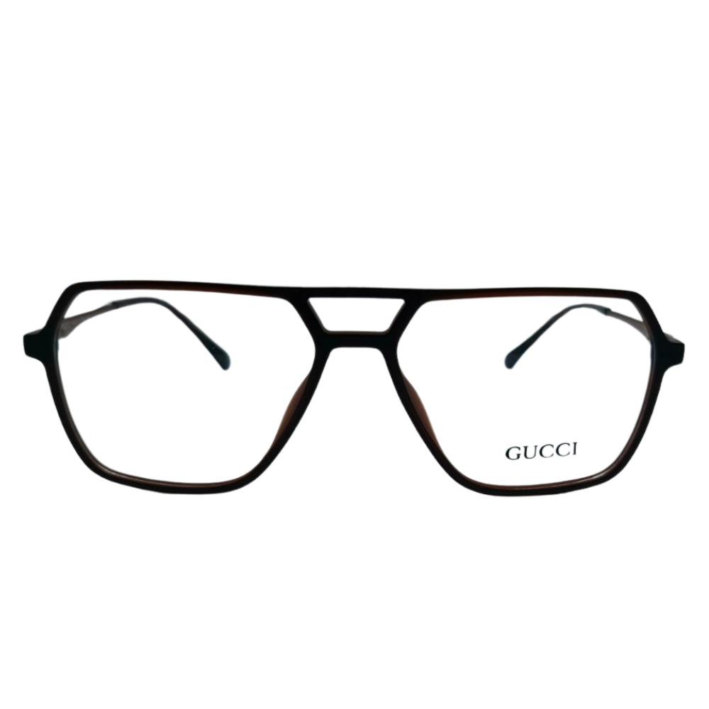 4 Double-Bridge Dark Brown Eyeglasses Frame - Image 1