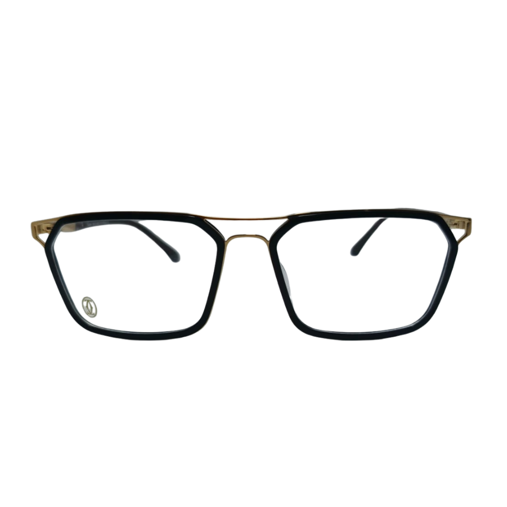 4 Black and Gold Double-Bridge Eyeglasses - Image 1