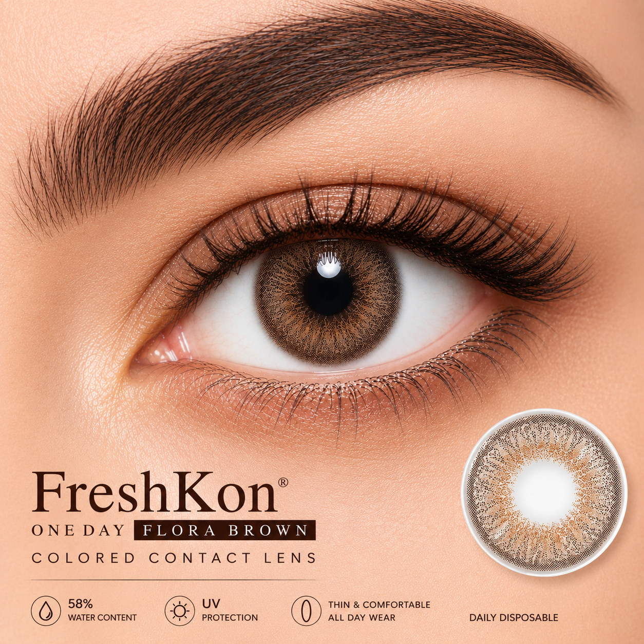 FreshKon One Day Flora Brown Colored Contact Lens Daily Disposable FreshKon One Day Flora Brown Colored Contact Lens | Daily Disposable - Image 1