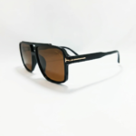 Double-Bridge Black Sunglasses with Brown Lenses - Image 3