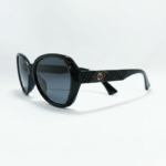 Oversized Black Sunglasses with Grey Lenses - Image 3