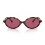 Miu Miu Round Tortoiseshell Sunglasses with Pink Lenses